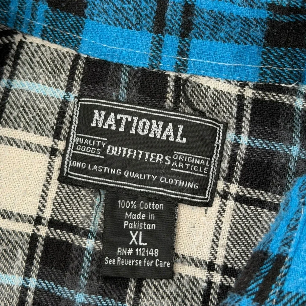 National Outfitters Mens XL Patchwork Plaid Flannel Shirt Multi Color Cotton